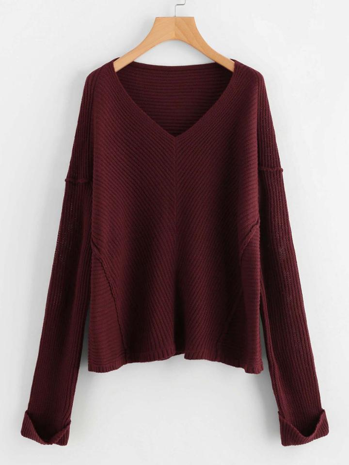 Shein Raw Edge Chevron Textured Jumper