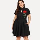 Shein Plus Rose Embroidered Applique Dress