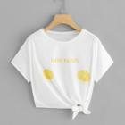 Shein Letter And Fruit Print Tee