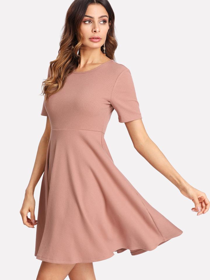 Shein Rib Knit Fit & Flare Dress