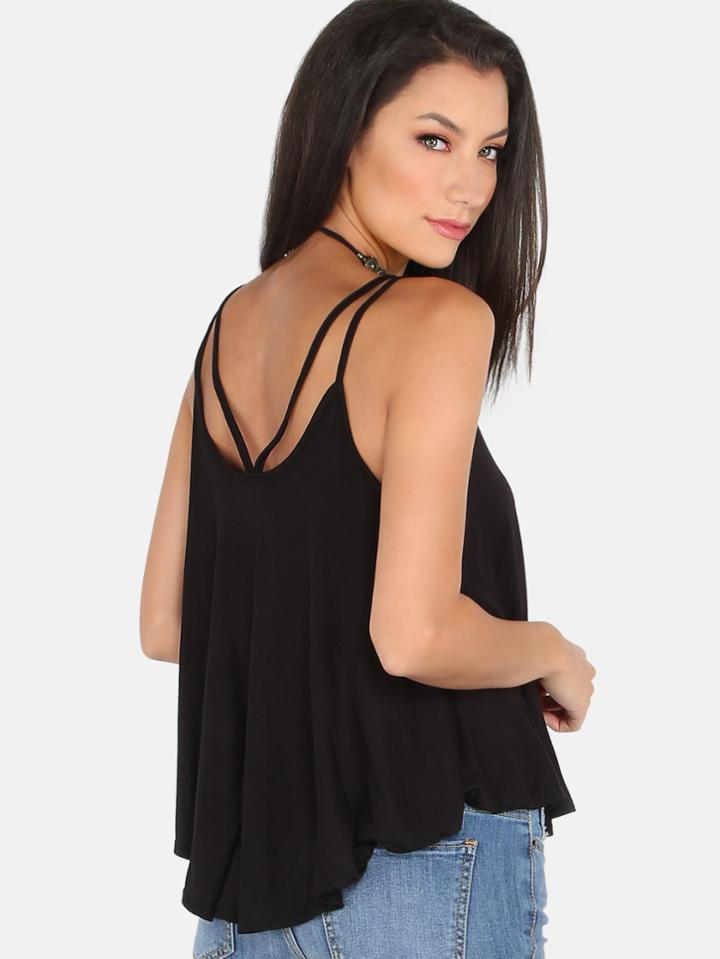 Shein Double Strap Flow Cami Top Black