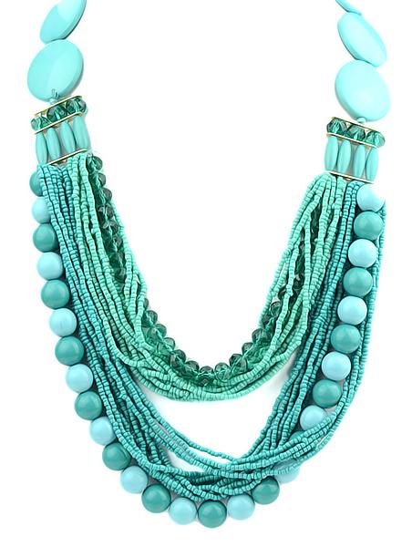 Shein Green Multilayers Bead Necklace