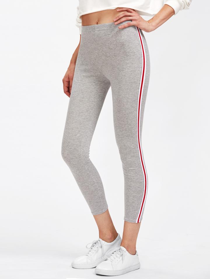 Shein Contrast Striped Side Leggings