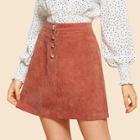 Shein Button Up Solid Corduroy Skirt