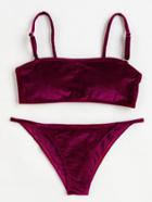 Shein Velvet Bikini Set With Removable Strap