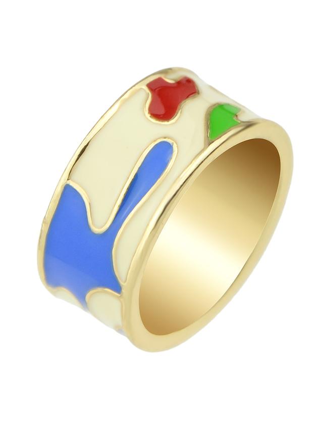 Shein Beige Enamel Geometric Pattern Ring