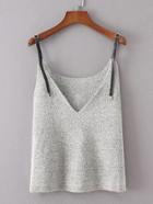 Shein Contrast Pu Strap Knit Cami Top