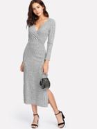 Shein V Neckline Split Side Slub Knit Dress