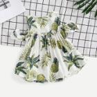 Shein Girls Pineapple Print Open Shoulder Dress