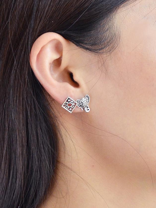 Shein Ethnic Style Retro Elephant Earrings Set Women Accessories