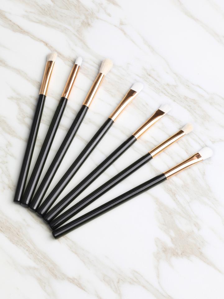 Shein Black 7pcs Metallic Makeup Brush Set