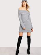 Shein Fold Over Lettuce Trim Sweater Dress