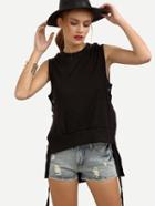 Shein Black Lace-up Side Tank Top