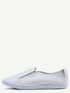 Shein White Leather Cap Toe Elastic Flats