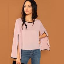Shein Contrast Binding Bell Sleeve Top