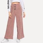 Shein Button Fly Pocket Front Corduroy Pants