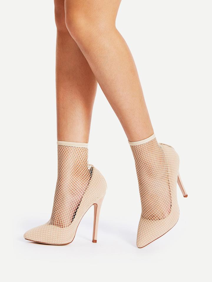 Shein Fishnet Insert 2 In 1 Stiletto Heels