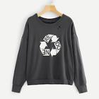 Shein Plus Recycling & Letter Print Pullover