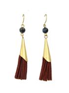 Shein Gold Color Suede Tassel Chain Drop Earrings