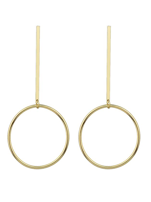 Shein Gold Big Circle Pendant Long Earrings For Women
