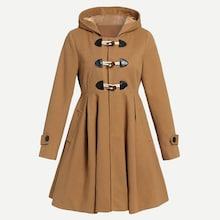 Shein Flared Hem Hooded Duffle Coat