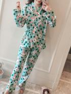 Shein Rabbit Print Spot Wrap Top & Pants Pj Set