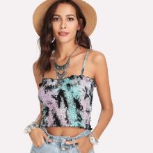 Shein Tie Dye Frill Trim Shirred Cami Top