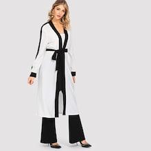 Shein Waist Belted Striped Coat