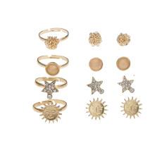 Shein Sun Detail Earrings 4pairs & Ring Set 4pcs