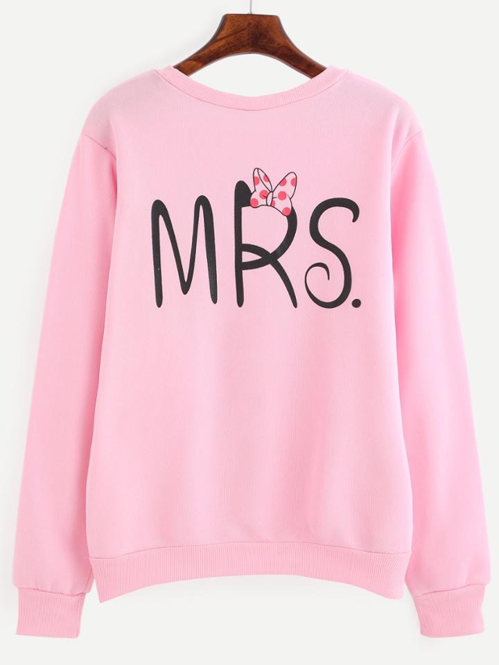 Shein Letter Print Pullover Sweatshirt