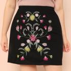 Shein Plus Botanical Embroidered Skirt