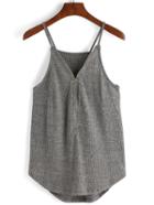 Shein Grey Spaghetti Strap Ribbed Zipper Cami Top