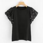 Shein Faux Pearl Detail Cut Out Top