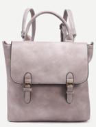 Shein Grey Dual Buckled Strap Front Distressed Satchel Bag