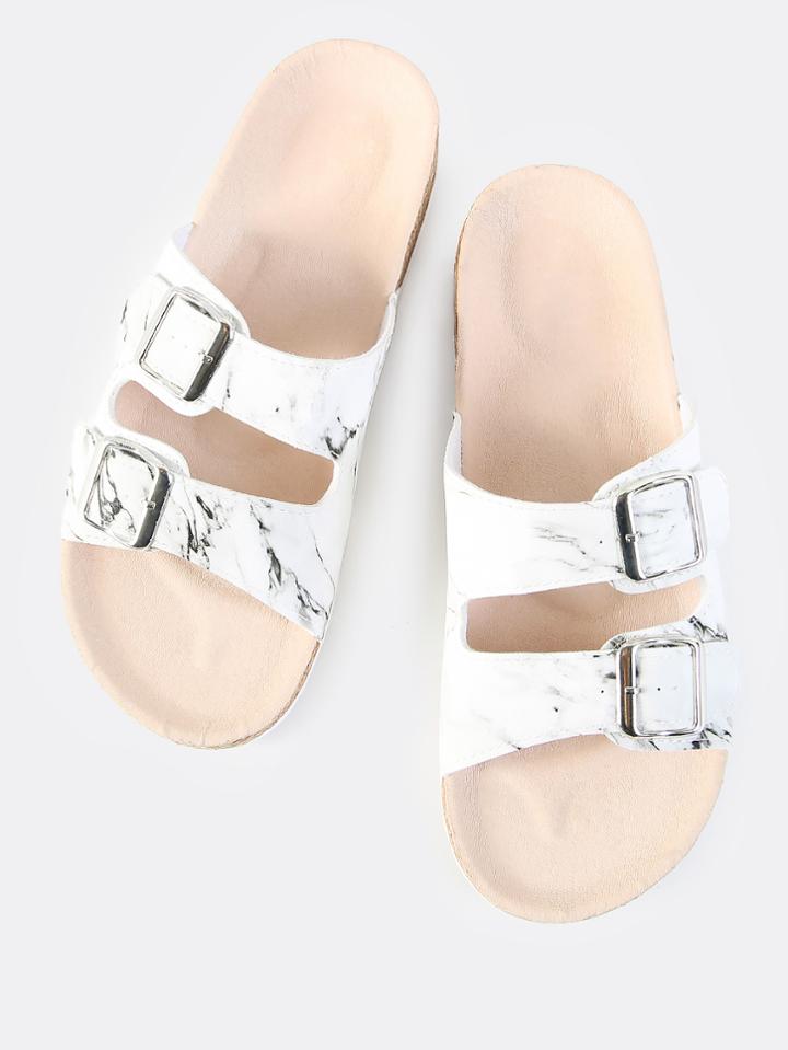 Shein Double Buckle Marble Sandals Marble