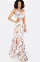 Shein Multicolor Floral Spaghetti Strap Crop Top With Skirt