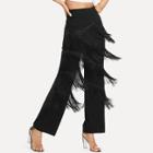 Shein Tiered Fringe Patched Flare Hem Pants
