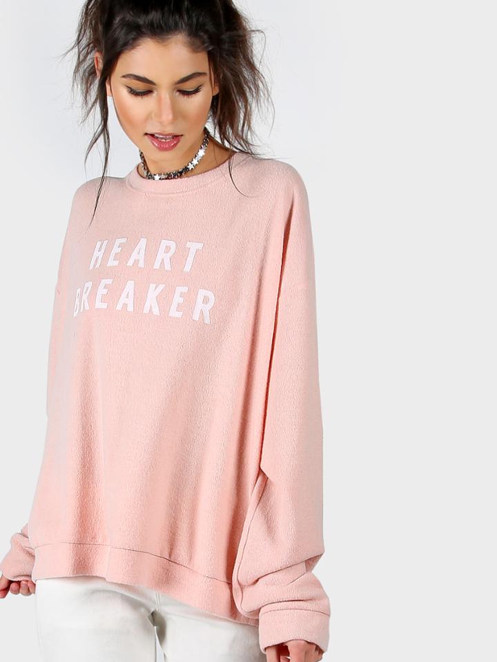 Shein Letter Print High Low Sweatshirt