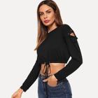Shein Solid Lace Up Tee