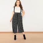 Shein Plus Grid Pants With Strap