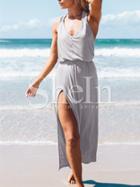 Shein Grey Beachdresses Sleeveless Resort Backless Split Dress