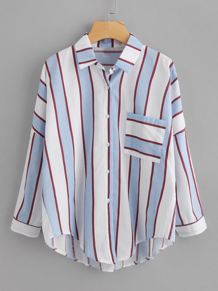 Shein Contrast Print Drop Shoulder Shirt