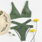 Shein Crisscross Waist Ribbed Bikini Set