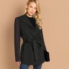 Shein Quilted Sleeve Belted Coat