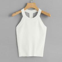 Shein Y-back Solid Halter Top