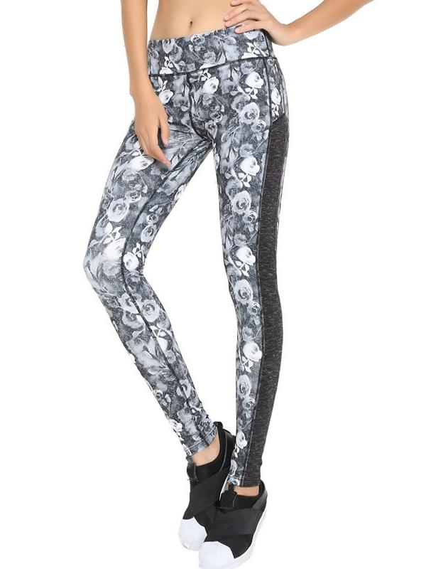 Shein Rose Print Contrast Leggings