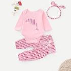 Shein Baby Embroidered Top With Striped Pants