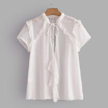 Shein Frill Trim Tie Neck Chiffon Blouse