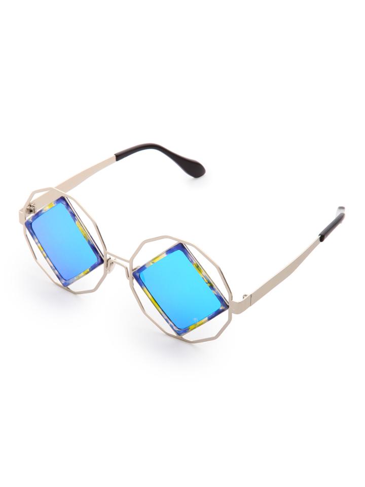 Shein Contrast Square Lens Cutout Detail Sunglasses