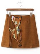 Shein Khaki Deer Print Skirt